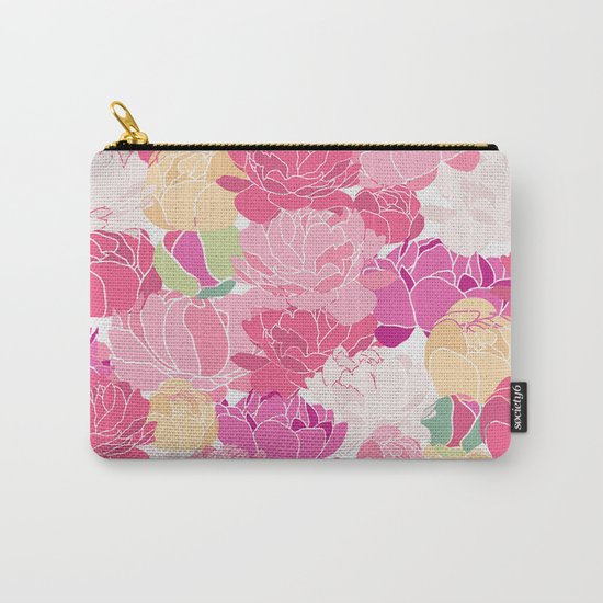Bunch of Colorful Peonies Flowers Pattern Carry-All Pouch