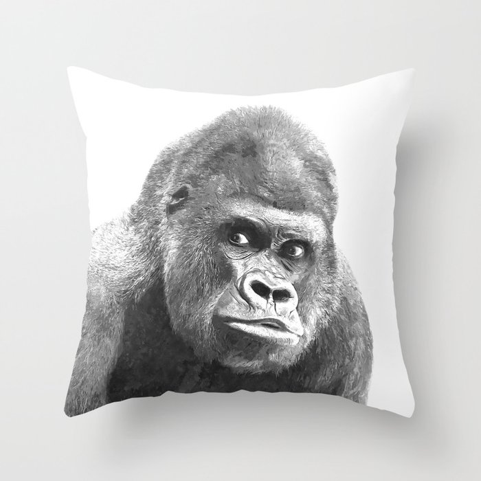 Black and White Gorilla Throw Pillow