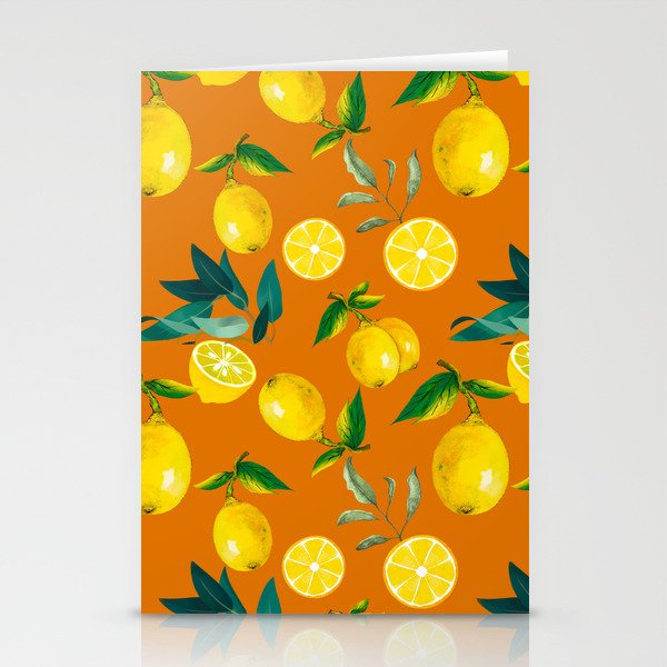 Summer, citrus ,Sicilian style ,lemon fruit pattern  Stationery Cards