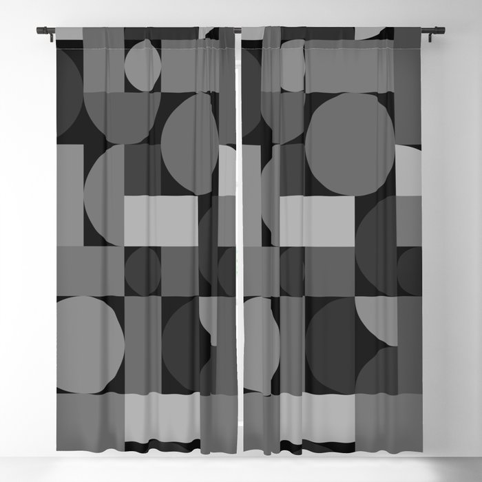 Mid Century Modern Geometric Gray Blackout Curtain