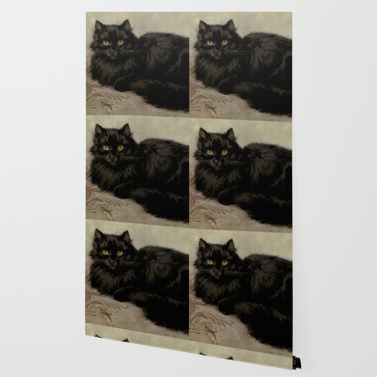 Vintage Painting Of A Black Cat 1903 Wallpaper By Bravuramedia