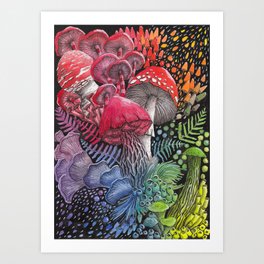 Rainbow Mushroom Composition | Watercolor Illustration Art Print