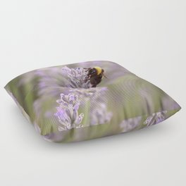Bumblebee On Lavender Photograph Up Close Floor Pillow
