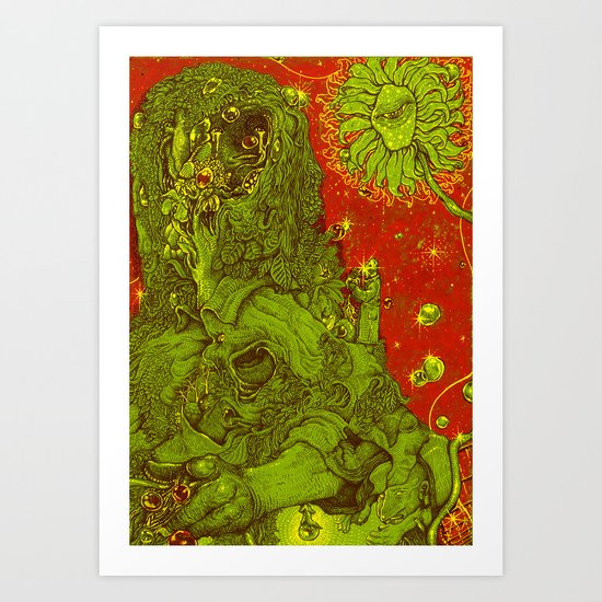 Sunflower green & Red Sky Art Print