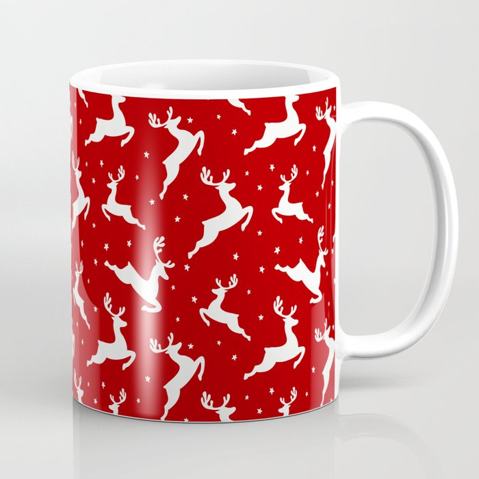 Christmas Reindeer Red Pattern Coffee Mug