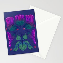 Retro Mirrored Florals - On Navy Stationery Cards