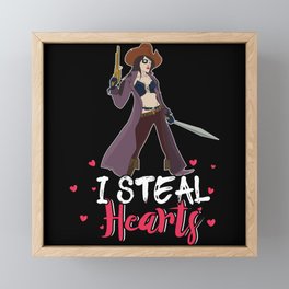 Pirate Lady Steals Hearts Framed Mini Art Print