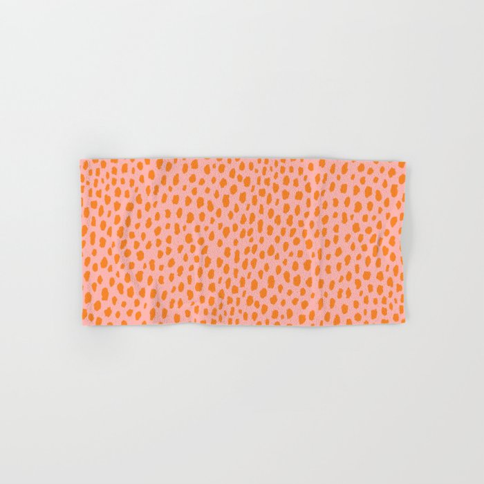 Orange and Pink Polka Dot Spots Pattern (orange/pink) Hand & Bath Towel