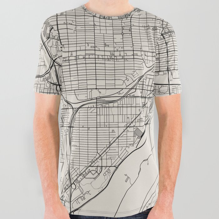 USA Saint Paul City Map Drawing - Black and White Aesthetic All Over Graphic Tee
