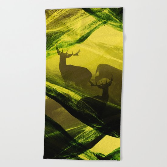 Oh Deer Complex Green Beach Towel