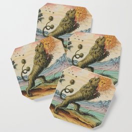 The Lion Eating The Sun Antique Alchemy Illustration Coaster