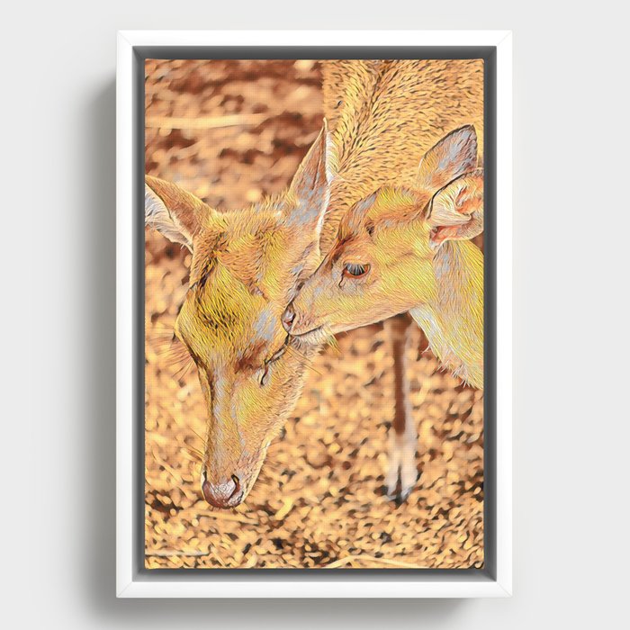 Tell Me About It - Realistic Deer Drawing Framed Canvas