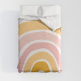 Abstract Shapes 94 in Mustard Yellow and Pale Pink (Rainbow Abstraction) Comforter