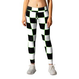 Checkered With Neon Green Leggings