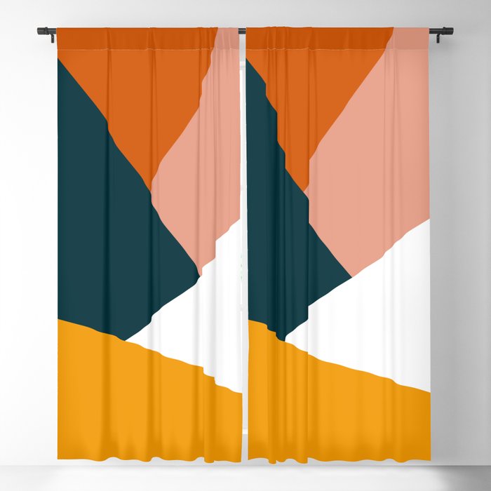 Colorful geometric design in orange & yellow Blackout Curtain