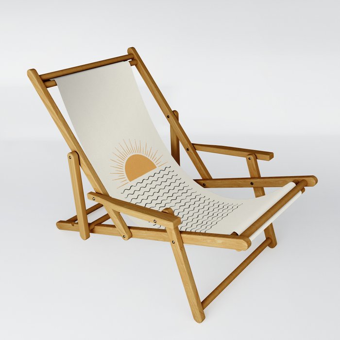 Sunrise Ocean -  Mid Century Modern Style Sling Chair | Graphic-design, Sunrise, Sun, Mid-century-modern, Mid-century-modern, Midcentury, Minimal, Abstract, Landscape, Scenery