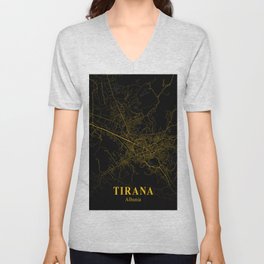 TIRANA GOLD CITY MAP V Neck T Shirt