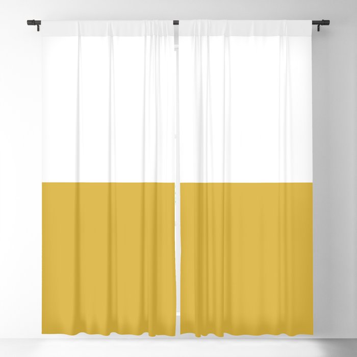 Mustard Yellow And White Minimalist, Solid Mustard Yellow Shower Curtain