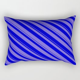[ Thumbnail: Slate Blue and Blue Colored Stripes/Lines Pattern Rectangular Pillow ]