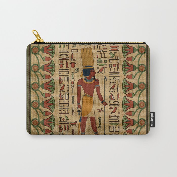 Egyptian Amun Ra - Amun Re Ornament on papyrus Carry-All Pouch