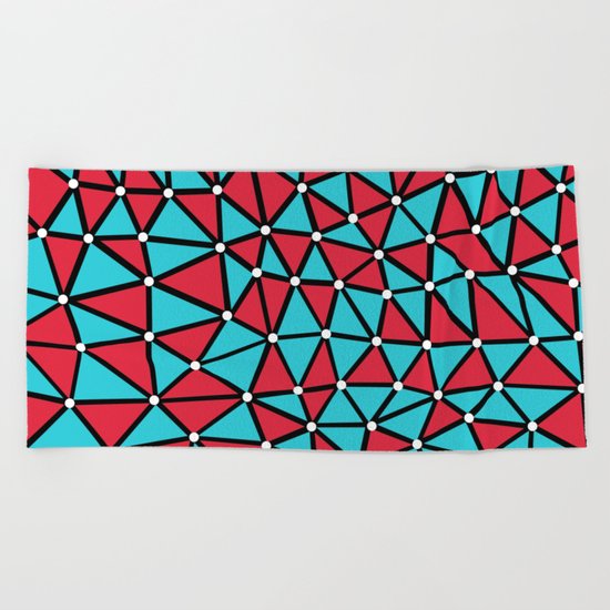 African Triangles Red and Blue Beach Towel