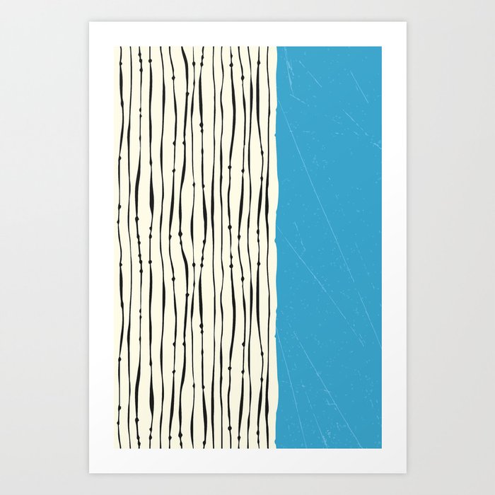 Blue Zebra Stripes Art Print