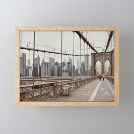 View on downtown from the Brooklyn Bridge in New York City, USA | Travel photography print | New York people walking | Tipical NY building architecture photo Art Print Art Print Framed Mini Art Print