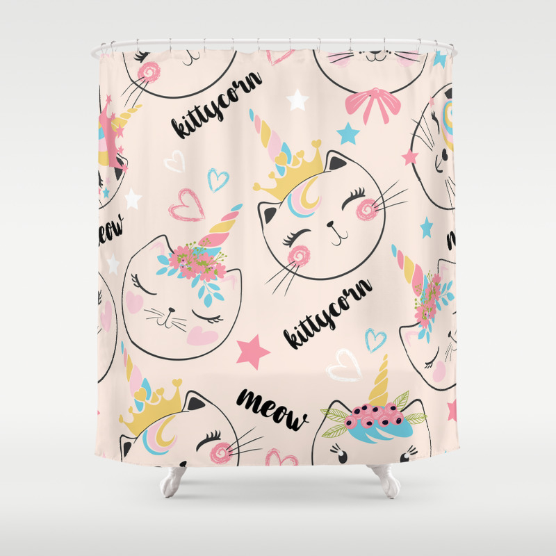 Cute Cat Unicorn Faces Shower Curtain By Senaykurtulus Society6
