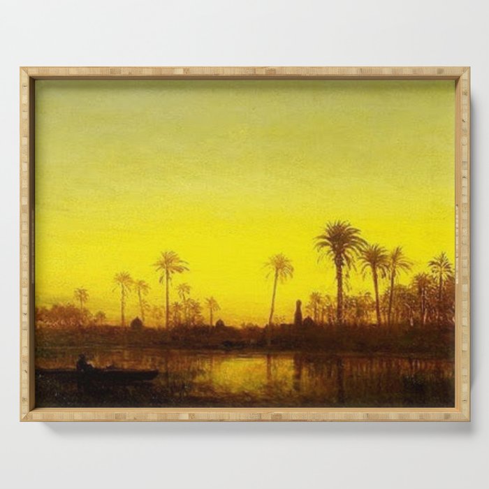 Nile River, Egypt landscape painting by Felix Ziem Serving Tray