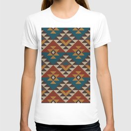 Traditional Tribal Aztec seamless pattern on the wool knitted texture T Shirt