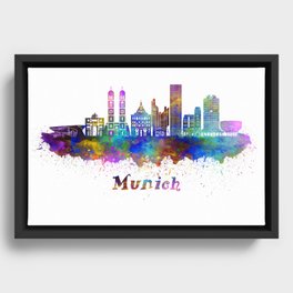 Munich skyline in watercolor Framed Canvas