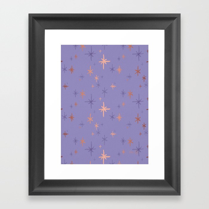 Stars Pattern - Rose Gold Palette Framed Art Print