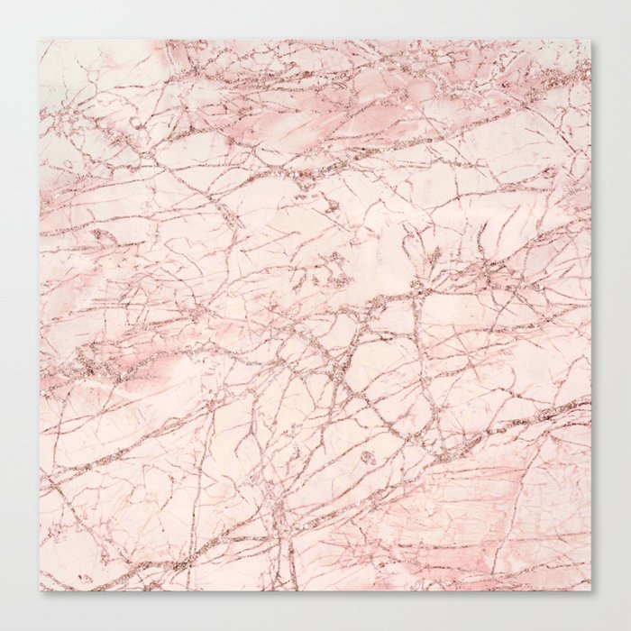 Rose Glitter Line Marble Collection Canvas Print