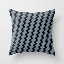 [ Thumbnail: Light Slate Gray and Black Colored Striped/Lined Pattern Throw Pillow ]
