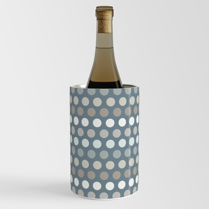 Polka Dot Stripes Minimalist Pattern in Medium Neutral Blue Gray Tones  Wine Chiller