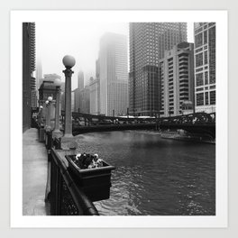 city sidewalk art Chicago wall art print Light Bulb Chicago River Walk Series #2 holga photo black and white Chicago Photography