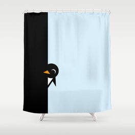 Peeking Penguin Shower Curtain