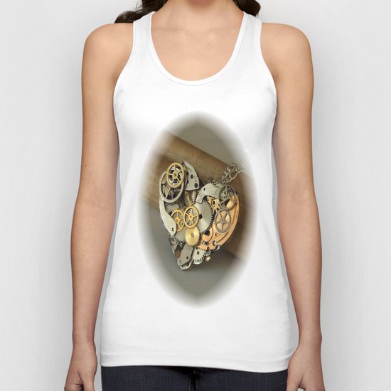 Steampunk Heart of Gold and Silver Unisex Tank Top