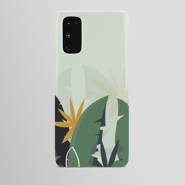 Tropical background with jungle plants. Palm leaves. Floral exotic hawaiian wallpaper. Rainforest. Summer tropical leaf. Exotic hawaiian jungle, summertime style. Summer illustration. Android Case