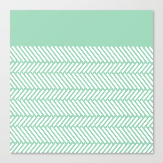 Herringbone Mint Boarder Canvas Print