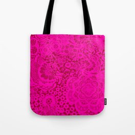 Fuchsia Pink and Magenta Lace with birds and flowers Tote Bag
