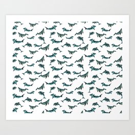 Dolphins, whales  Art Print
