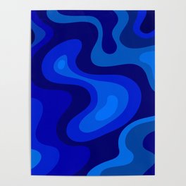 Blue Abstract Art Colorful Blue Shades Design Poster