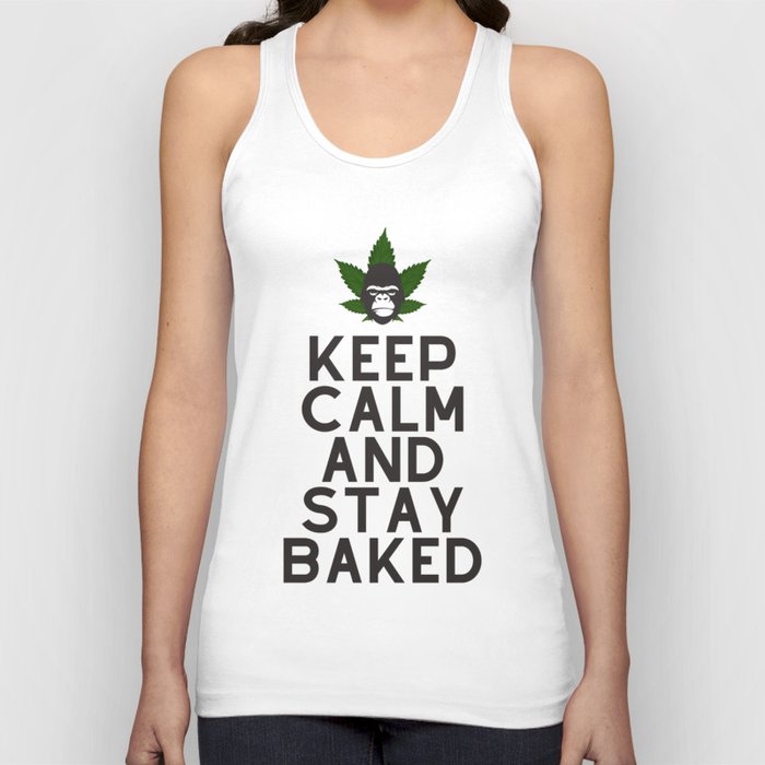 Keep Calm And Stay Baked Gorilla Weed Strain Design Tank Top