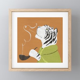 Smoking tiger Framed Mini Art Print