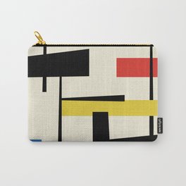 Bauhangular III - Bauhaus Style Minimalist Modern Abstract - Red Blue Yellow Black Carry-All Pouch