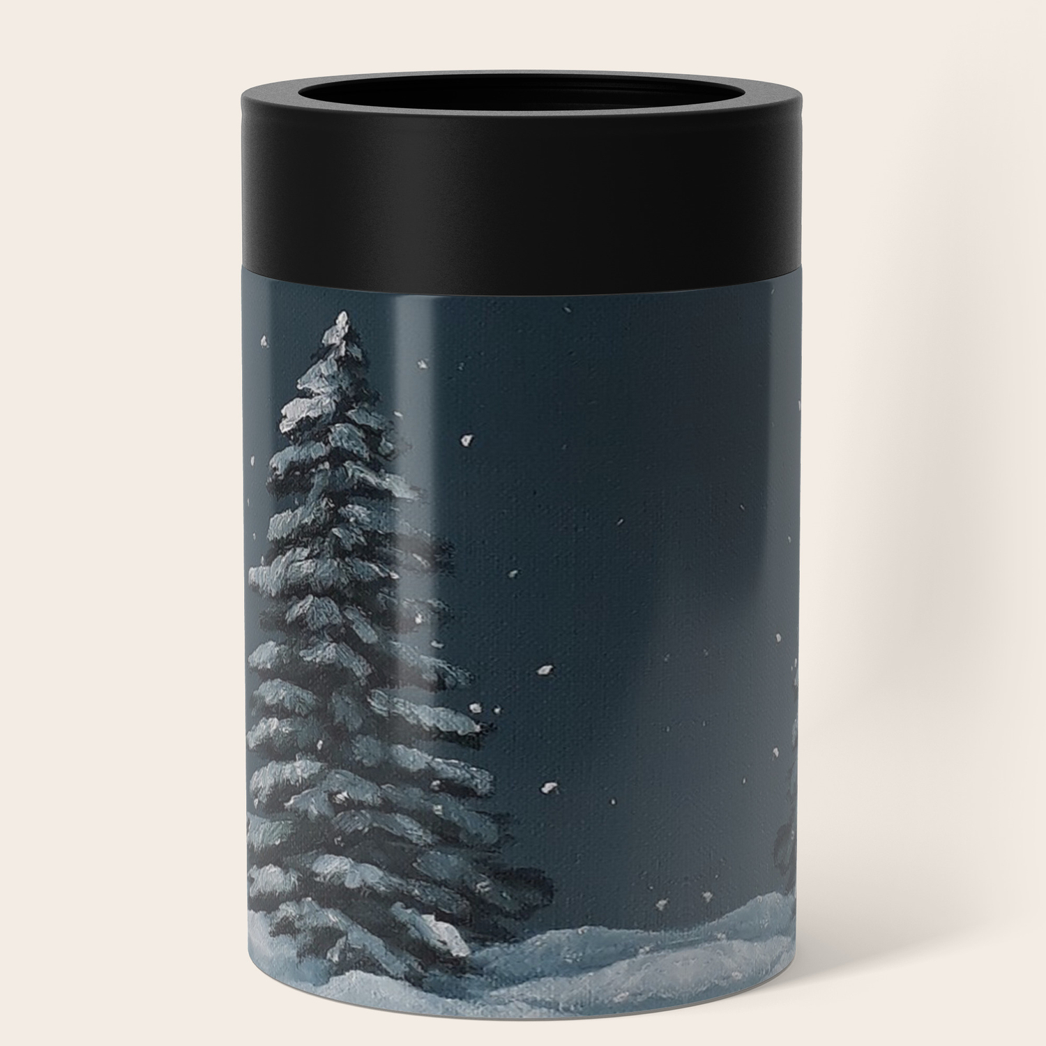 Xmas Tree Oil Painting By Luna Smith Luart Gallery Can Cooler By