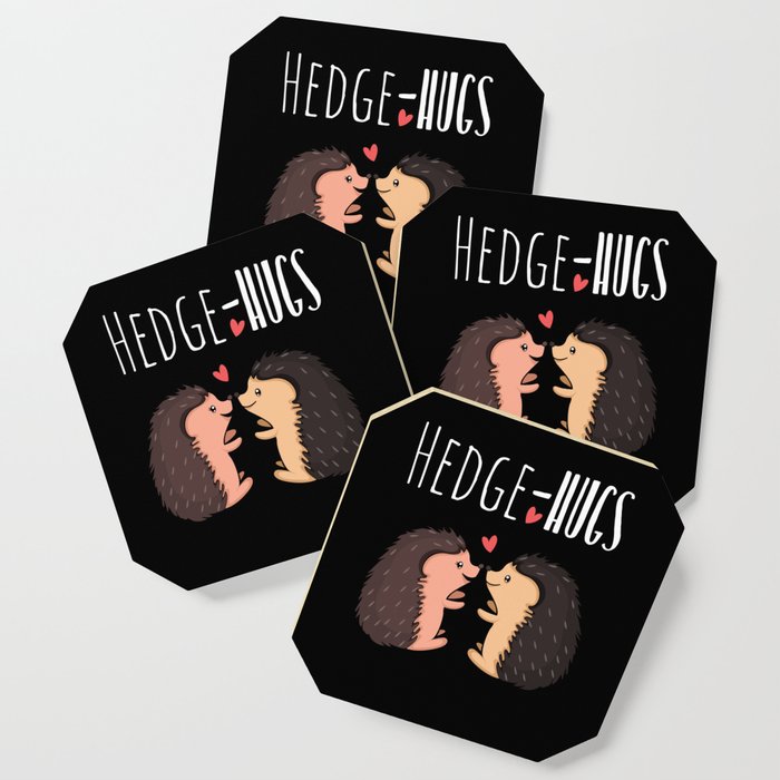 Cute Hedgehog Hugs Animal Hearts Valentines Day Coaster