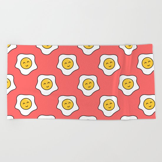 Happy Eggy Beach Towel