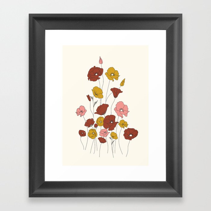 Colorful Poppy Flowers Framed Art Print